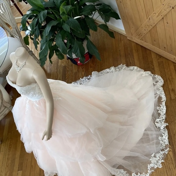 COPY - Emily Hart Bridal Lace Pink Gown Dress Wedding - Picture 7 of 15